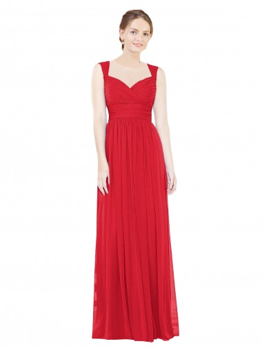 Cheap Full-Length Long Chiffon Bridesmaid Dress with Side Front Slit UK
