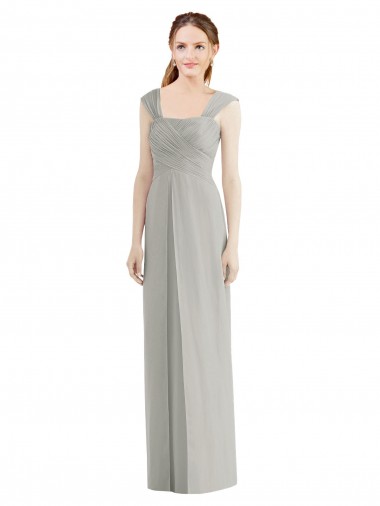 Cheap Full Length Lux Chiffon Dress with Draped Bodice And Shirred Straps UK