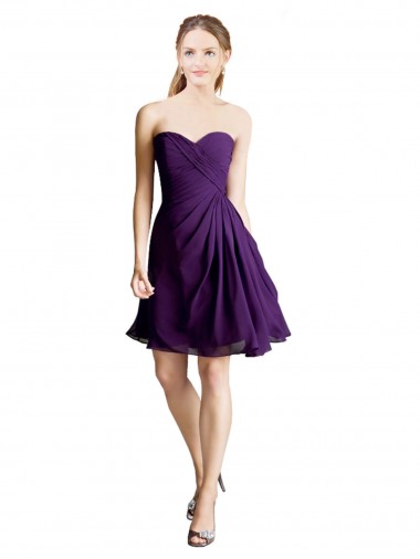 Cheap Draped Chiffon Long Sweetheart Bridesmaid Dress UK