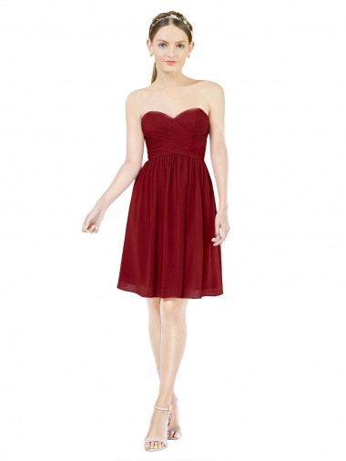 Cheap Short Sweetheart Knee Length Chiffon Bridesmaid Dress with Open Back UK