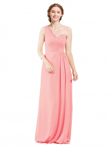 Cheap One Shoulder Sweetheart Neckline Long Chiffon Bridesmaid Dress UK