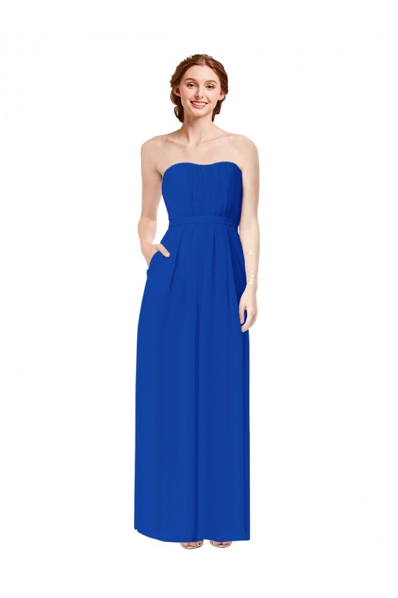 Strapless Sweetheart Keyhole Back Long Chiffon Bridesmaid Dress
