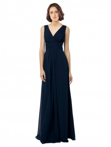 Cheap Chiffon Sleeveless Bridesmaid Dress with V Front and Back UK