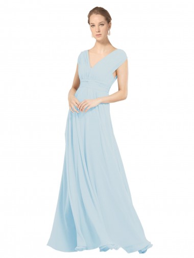 Cheap Chiffon Bridsmaids Dress with V-Neckline and Tie V Back UK