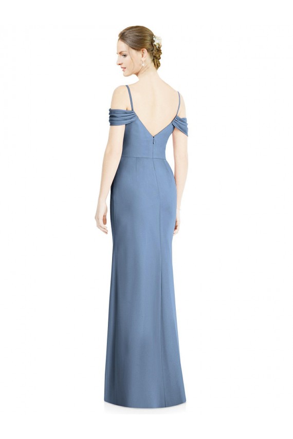 Draped Cold Shoulder Sweetheart Long Chiffon Bridesmaid Dress