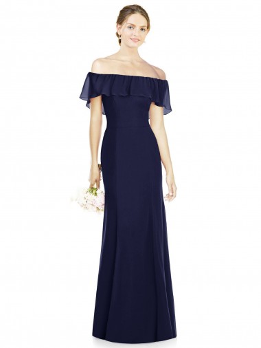 Cheap Off the Shoulder Full-Length Trumpet Chiffon Bridesmaid Dress UK