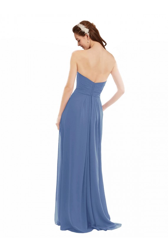 Classic Strapless Bridesmaids Dress with Draped Sweetheart Bodice and Side Slit