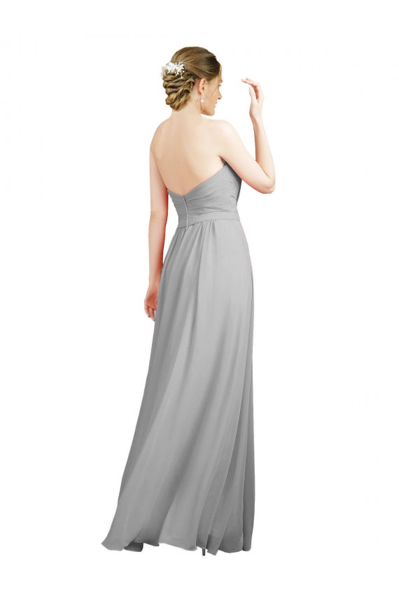 Sweetheart Strapless Draped Long Chiffon Bridesmaid Dress