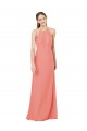 Modern Long Chiffon Bridesmaid Dress with Keyhole Back