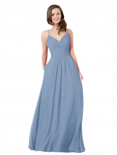 Cheap A-Line Ruched V-Neckline Chiffon Bridesmaid Dress UK