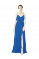 Spaghetti Strap Chiffon Bridesmaids Dress with Asymmetrical Ruffle and Front Slit
