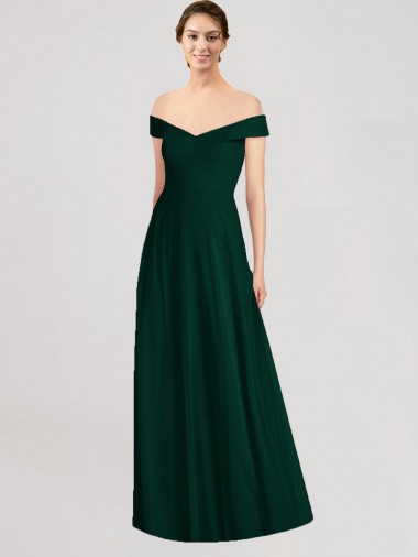 Cheap Full length Off the Shoulder Chiffon Bridesmaid Dress UK