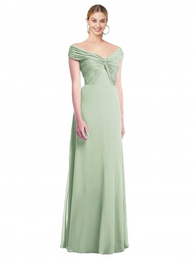 Cheap Draped Off the Shoulder Lux Chiffon Bridesmaid Dress UK
