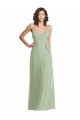 V-Neck Low Back Maxi Wrap Chiffon Bridesmaid Dress