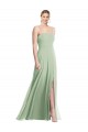 Sleek Spaghetti Straps Low Back Square Neck Maxi Chiffon Bridesmaid Dress