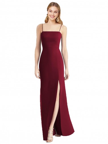 Cheap Tie-Back Cutout Trumpet Chiffon Bridesmaid Dress with Front Slit UK