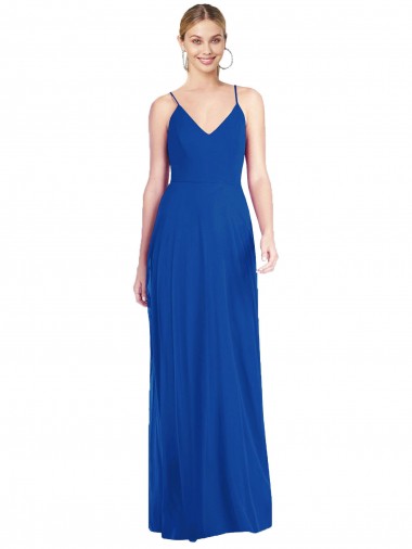 Cheap Criss Cross Back A-Line Chiffon Maxi Bridesmaid Dress UK