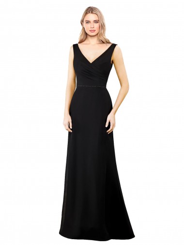Cheap V-Neckline Chiffon Bridesmaid Dress with Draped Bodice UK