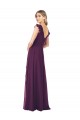 Ruffle Cap Sleeves Long Chiffon Bridesmaid Dress