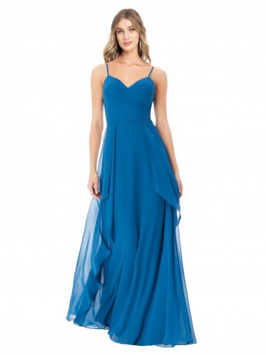 Cheap Simple Sweetheart Chiffon Bridesmaid Dress with Cascading Overlay UK