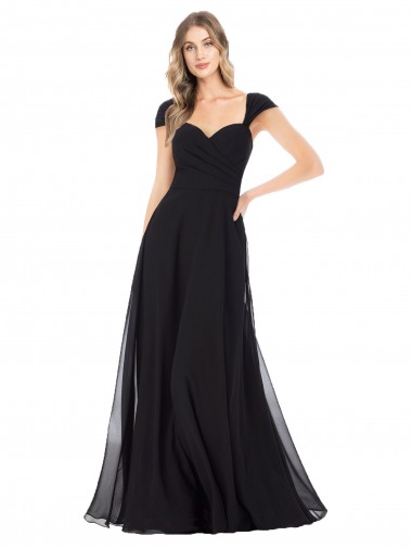 Cheap Sweetheart Cap Sleeves Chiffon Bridesmaid Dress UK