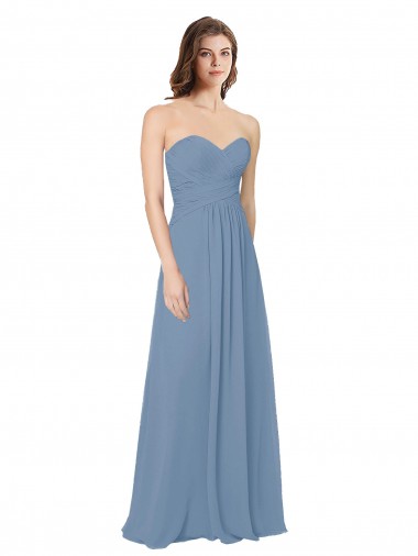Cheap Chiffon A-Line Wraparound Draping Long Bridesmaid Dress UK