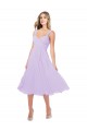 Draped Midi Length Chiffon Bridesmaid Dress with Ruched Bodice