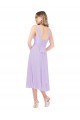 Draped Midi Length Chiffon Bridesmaid Dress with Ruched Bodice