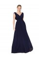 Draped Long V-Neck Floor Length Chiffon Bridesmaid Dress