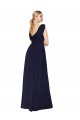 Draped Long V-Neck Floor Length Chiffon Bridesmaid Dress