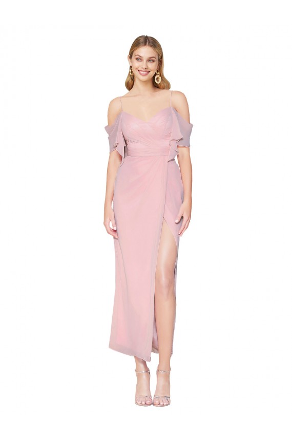 Mermaid Cold Shoulder Short Knee Length Chiffon Bridesmaid Dress