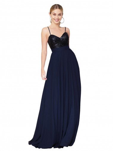 Cheap Sweetheart High Neck Sequin Top Long Chiffon Bridesmaid Dress UK