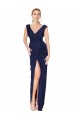 Draped V-Neck Long Chiffon Bridesmaid Dress with Front Slit