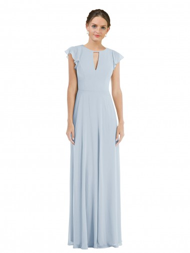 Cheap Flutter Sleeve V Keyhole Chiffon Maxi Bridesmaid Dress UK