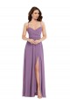 Wrap Bodice Maxi Bridesmaid Dress with Front Slit