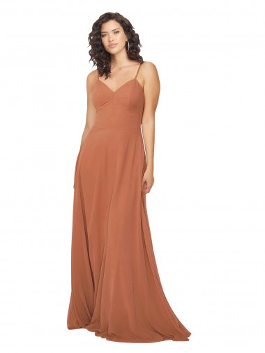 Cheap Chiffon Bridesmaid Dress with Tie Back Keyhole UK