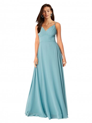 Cheap Draped Empire V-Neck Chiffon Bridesmaid Dress UK