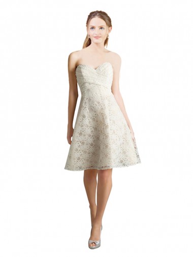 Cheap Lace Bridesmaid Dress with Draped Sweetheart Neckline UK