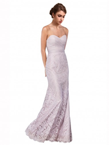 Cheap Floor Length Fitted Sweetheart Lace Bridesmaid Dress UK