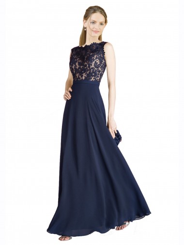 Cheap Bateaux Neckline A-Line Lace Bridesmaid Dress with Top Nude Layer UK