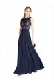 Bateaux Neckline A-Line Lace Bridesmaid Dress with Top Nude Layer