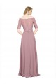 Off the Shoulder Lace Crop Top A-Line Chiffon Bridesmaid Dress