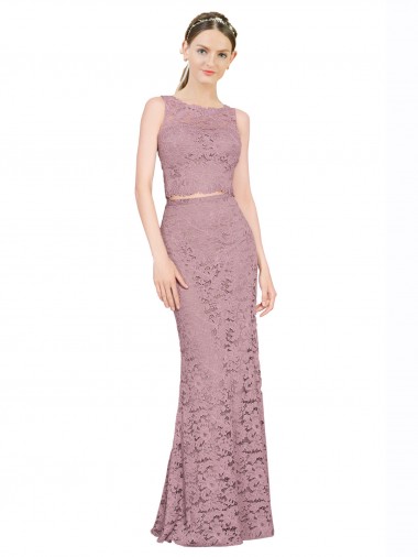 Cheap Sleeveless Crop Top High Neck Mermaid Lace Bridesmaid Dress UK