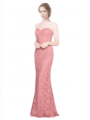 Cheap Fitted Sweetheart Mermaid Lace Bridesmaid Dress UK