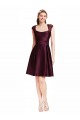 Short Knee Length Lace Bridesmaid Dress with Square Neck