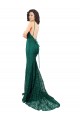 Sleek Black Tie Fishtail Shaped Long Lace Bridesmaid Dress