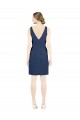 Deep V-Neck Short Knee Length Satin Bridesmaid Dress with Slimming Pleats