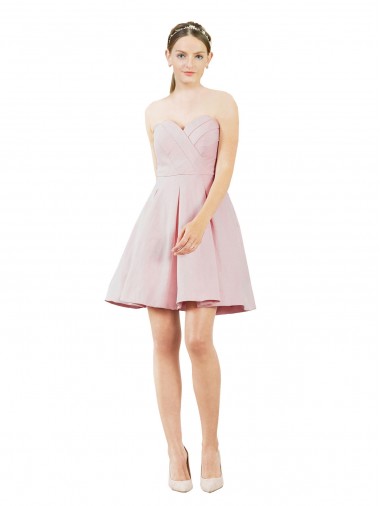Cheap Short Knee Length Sweetheart Satin Bridesmaid Dress UK