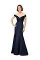 Fit and Flare Satin Bridesmaid Dress with Off the Shoulder Neckline