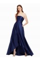 High Low Strapless Satin Bridesmaid Dress with Pockets
